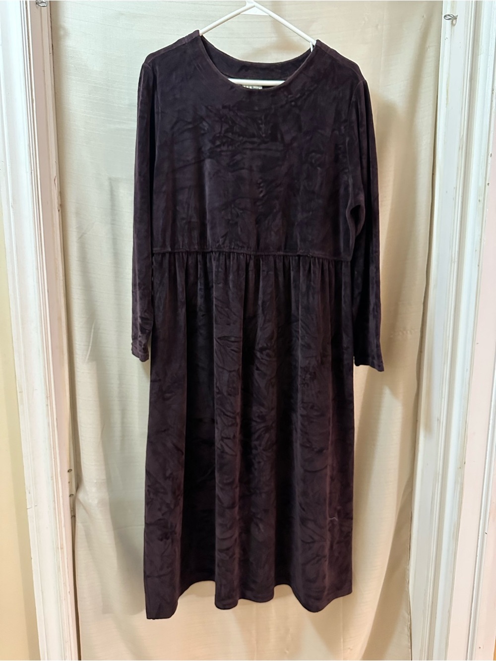 Vintage L.L.Bean Brown Velour Dress Women’s Petite 14 Made USA 80s 90s